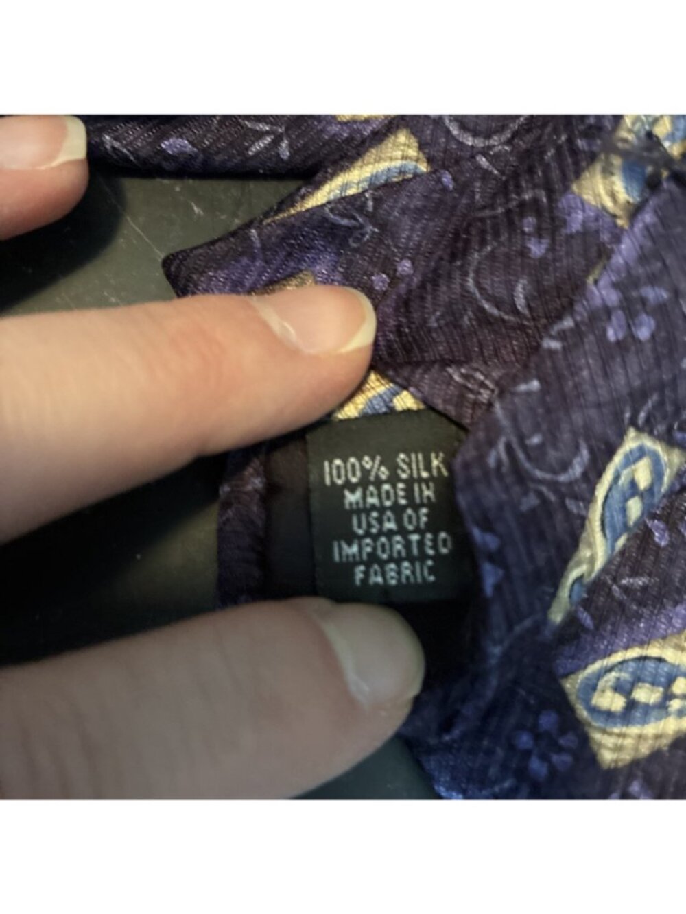 Jos A Bank Mens Silk Tie Paisley Floral Purple Blue USA Classic Necktie - Picture 5 of 5
